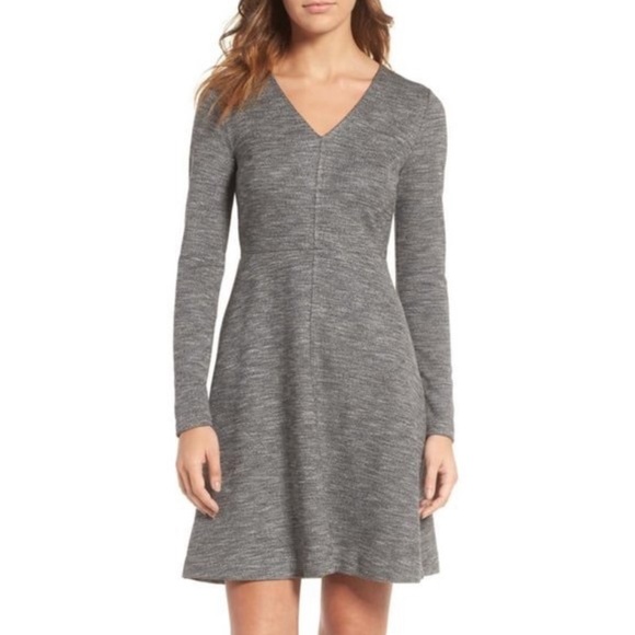 Madewell Dresses & Skirts - MADEWELL Bridgewalk Long Sleeve V-Neck Dress Gray Sz 12 Style F9143